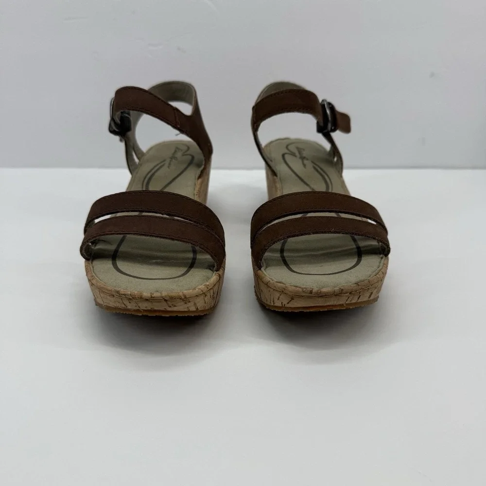 Eddie Bauer Sandals Womens 6 Kara II Ankle Strap Brown Buckle Casual Wedge Heels